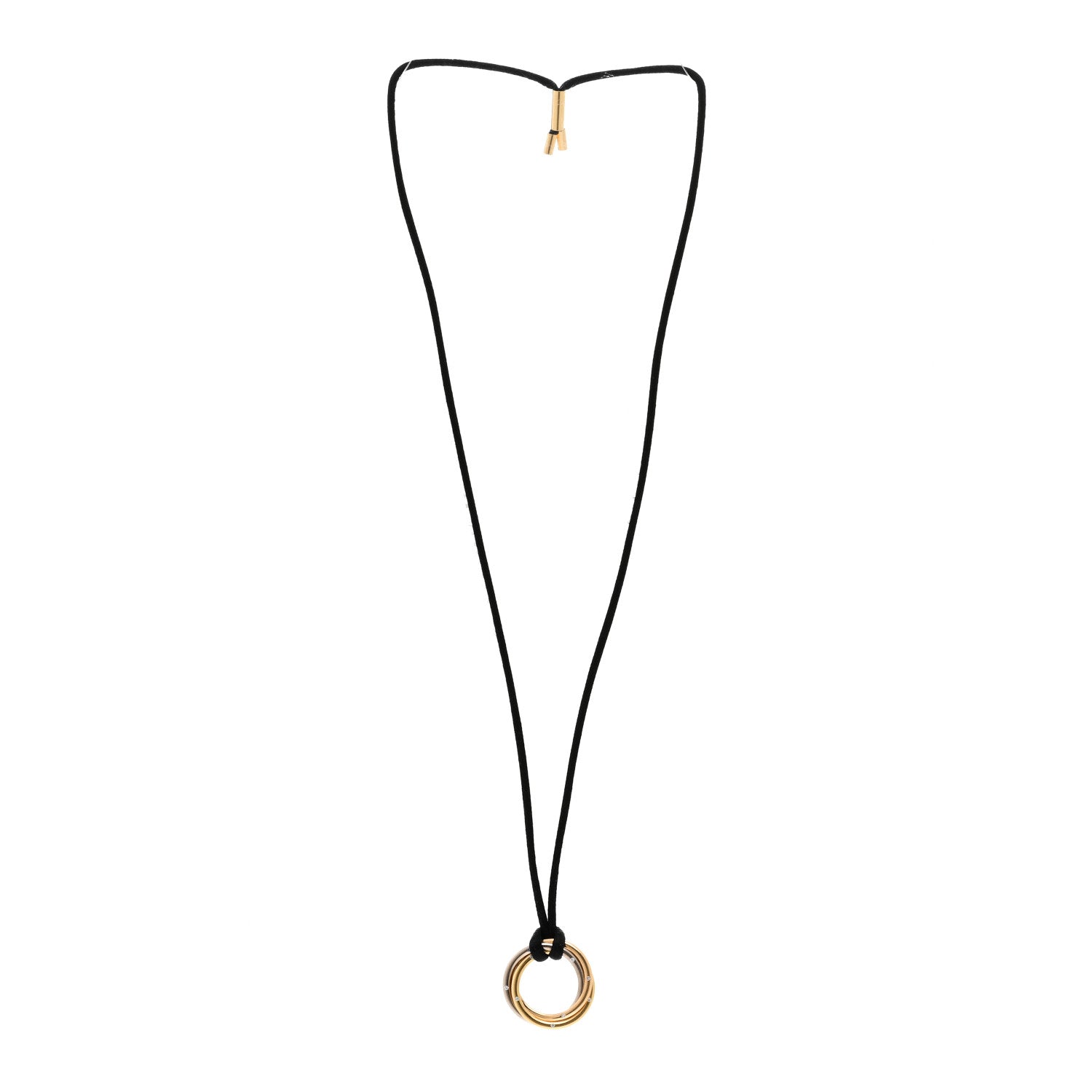 Cartier 18K Pink Yellow White Gold Diamond Trinity Cord Necklace 3 of 4