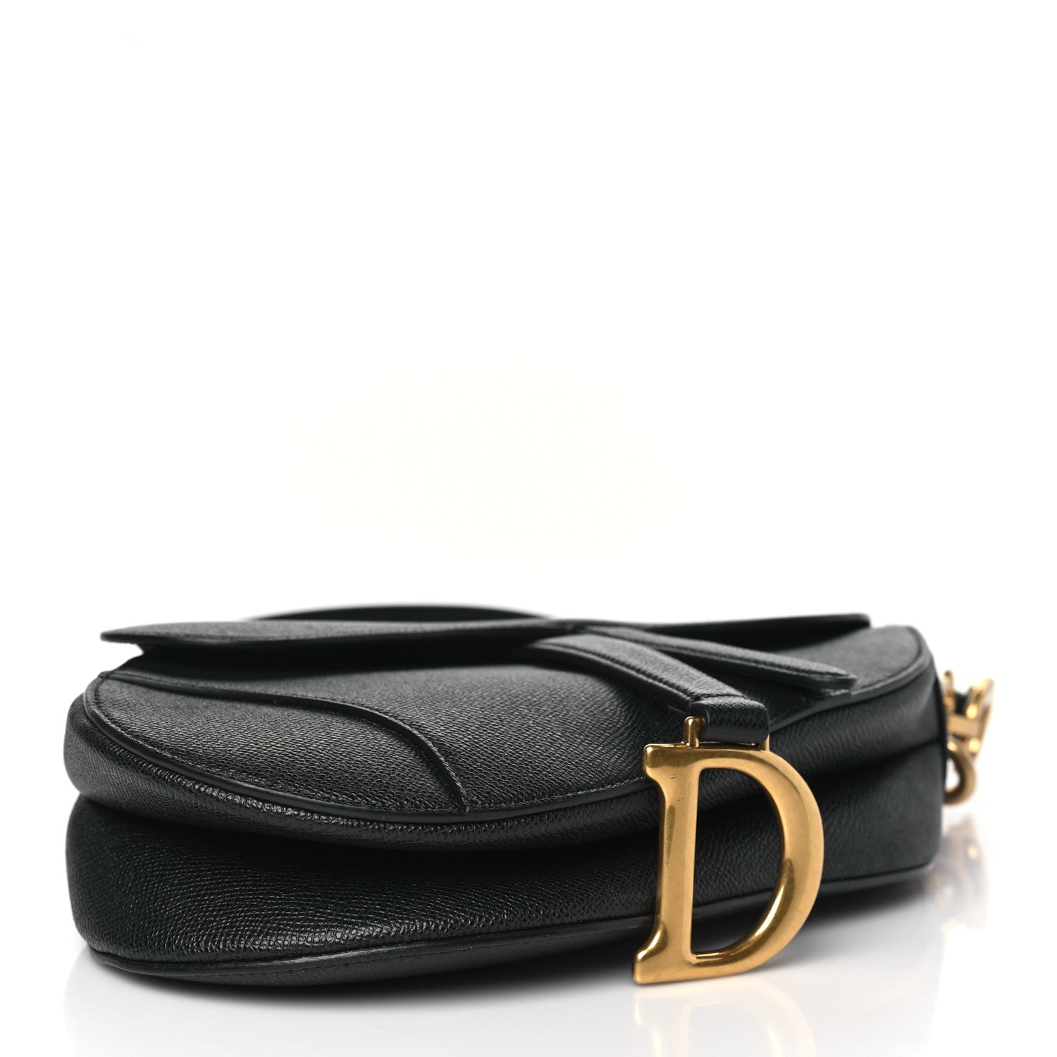 Christian Dior Grained Calfskin Saddle Bag With Strap Black 4 of 10