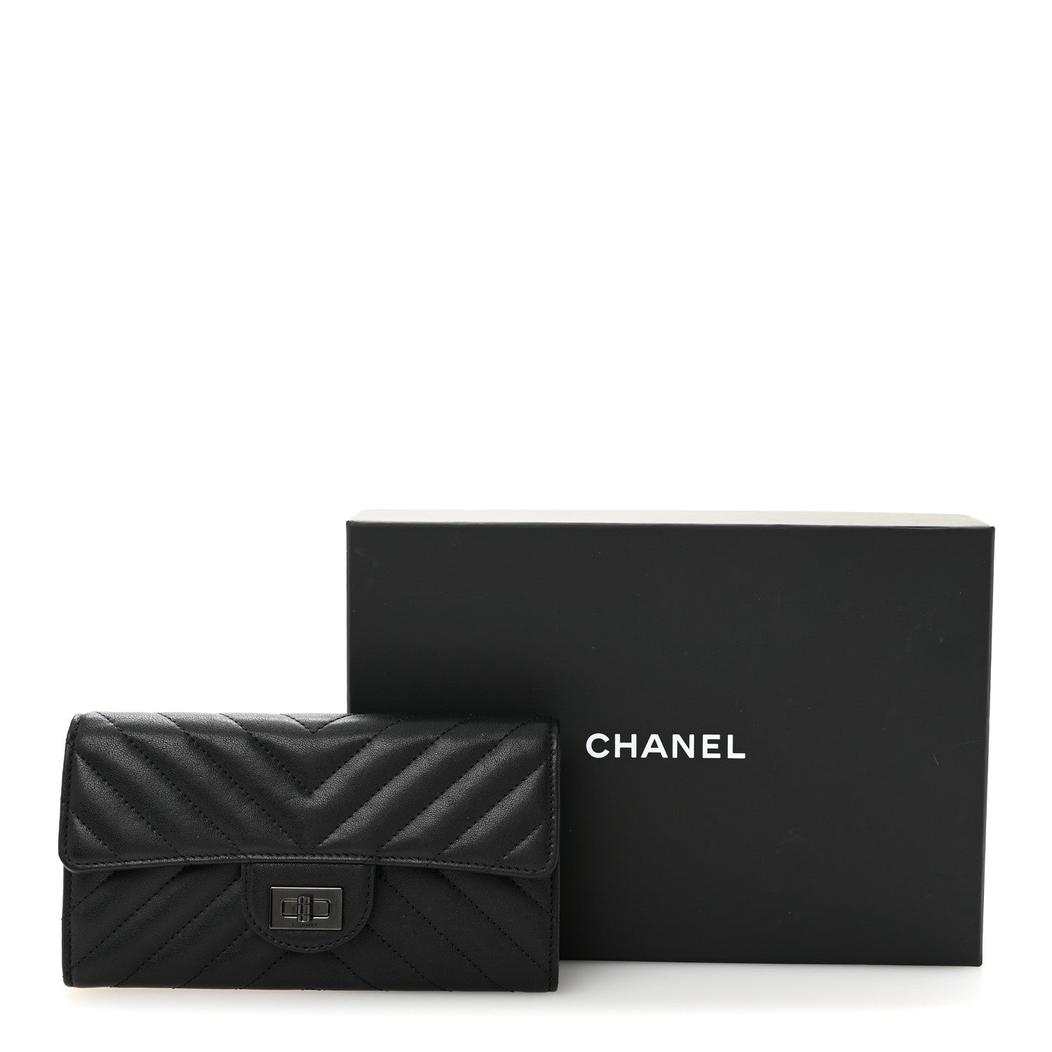 Chanel Sheepskin Chevron Quilted Reissue Large Gusset Flap Wallet