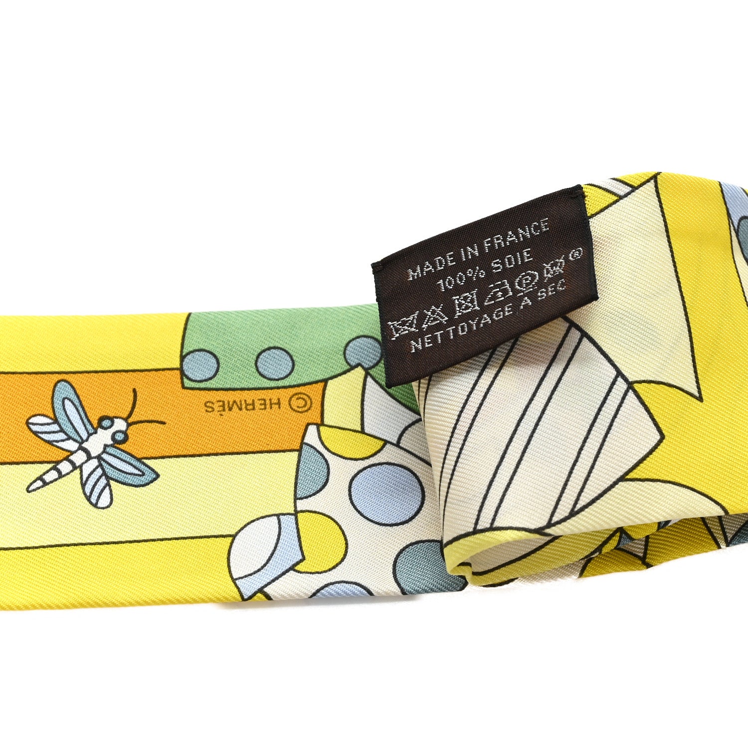 Hermes Silk Les Murmures de la Foret Twilly Jaune Vif Vert Miel
