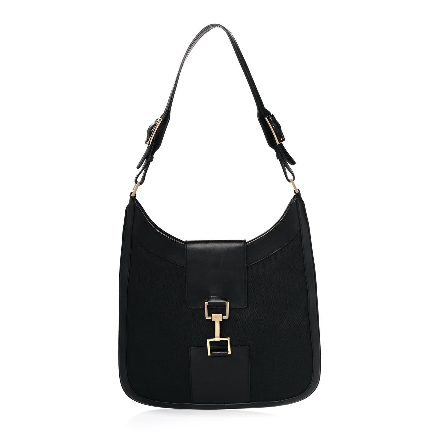 Canvas Calfskin Jackie O Hobo Black