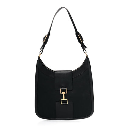 Gucci Canvas Calfskin Jackie O Hobo Black 1 of 10