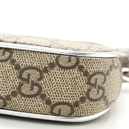 Gucci GG Supreme Monogram Lame Textured Dollar Calfskin Mini Ophidia Chain Bag Beige Ebony Silver 10 of 10
