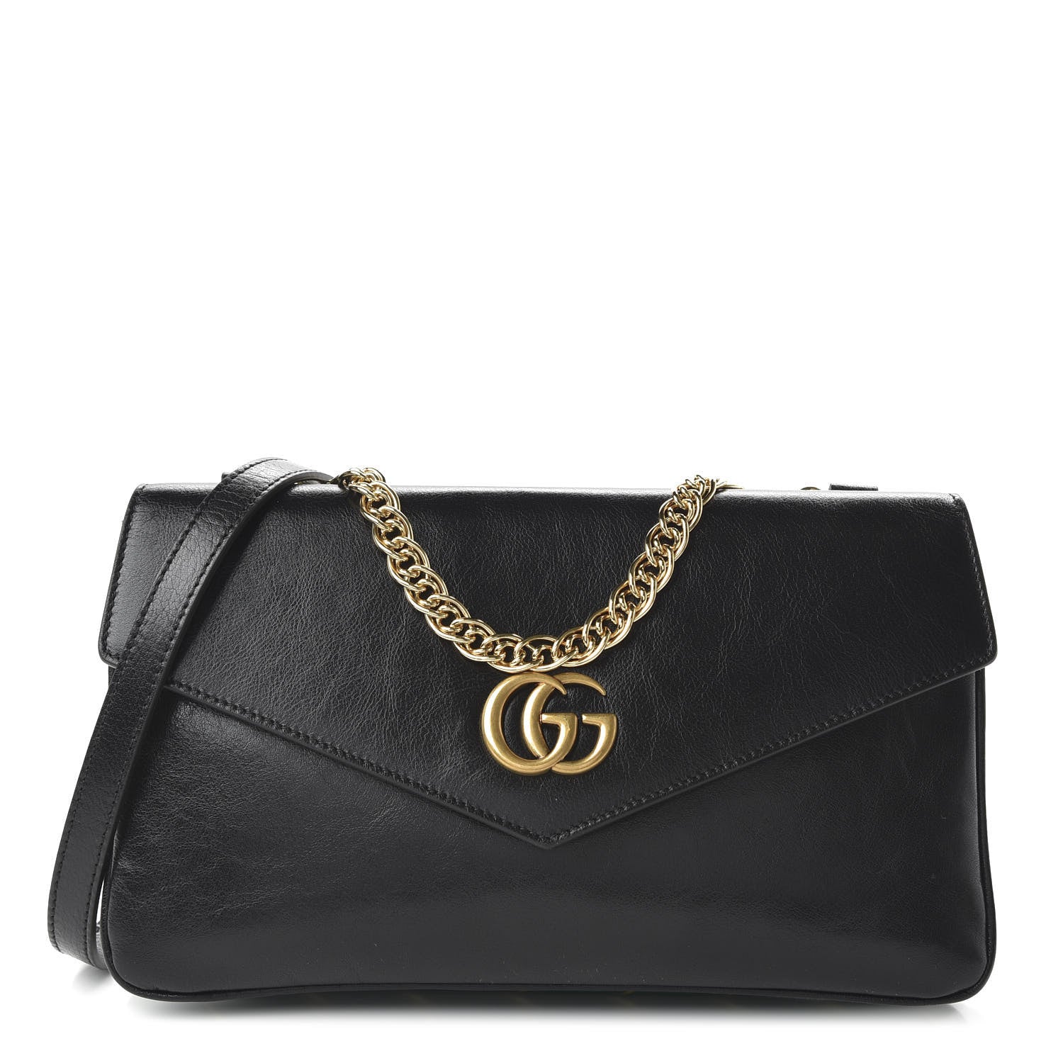 Gucci Calfskin Diagonal GG Medium Thiara Double Envelope Shoulder Bag Emerald Green Black 1 of 10