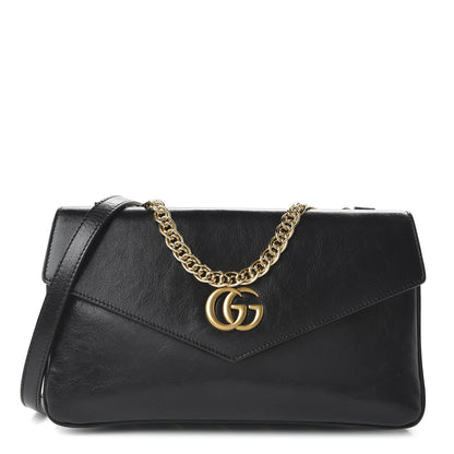Gucci Calfskin Diagonal GG Medium Thiara Double Envelope Shoulder Bag Emerald Green Black 1 of 10