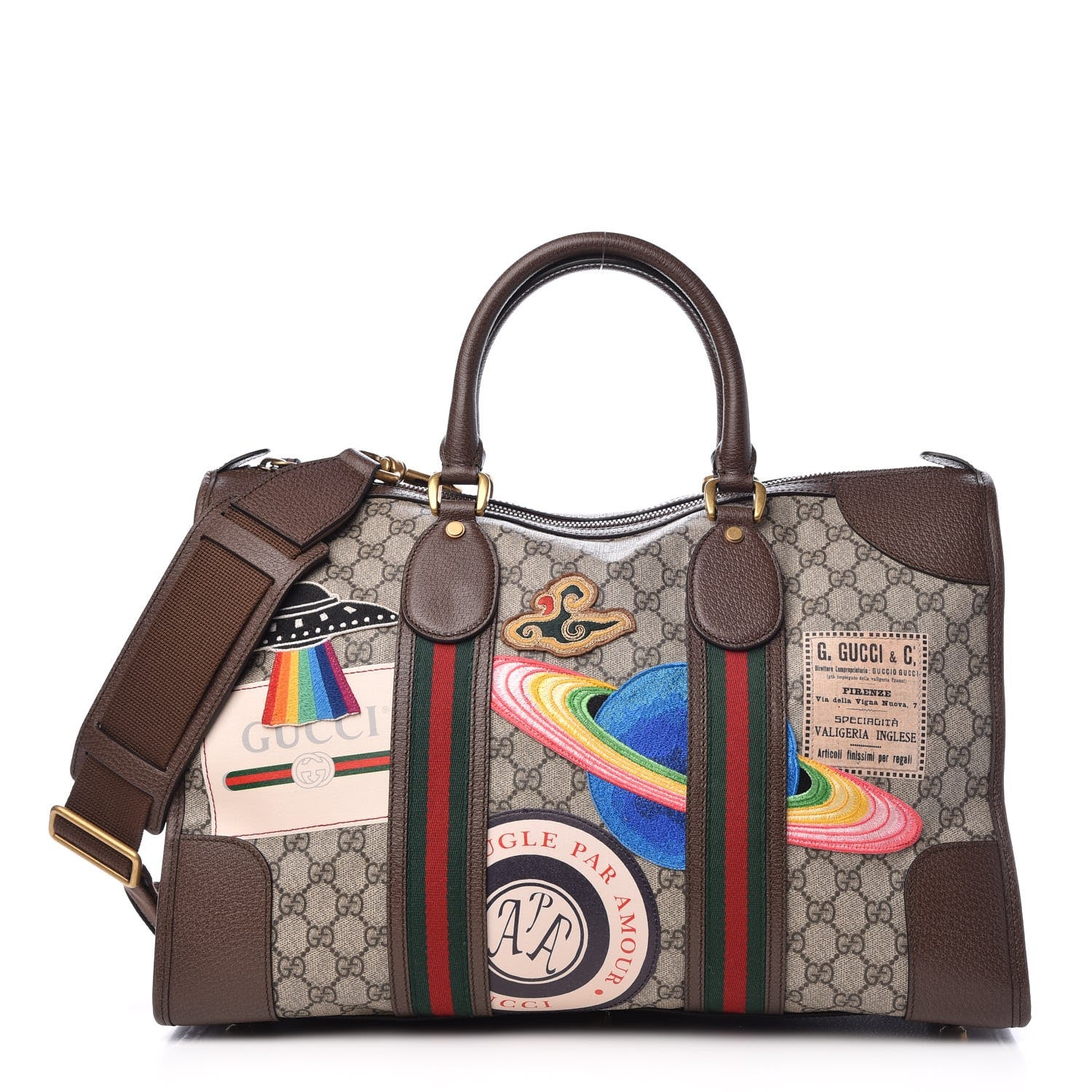 Gucci Soft GG Supreme Monogram Courrier Medium Duffle Bag Beige New Acero Multicolor 1 of 10