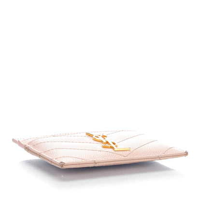Saint Laurent Grain De Poudre Matelasse Chevron Card Case Pale Blush 4 of 7