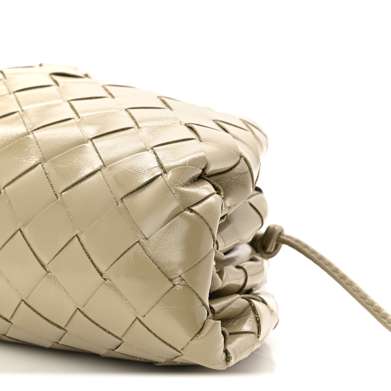 Bottega Veneta Patent Intrecciato The Mini Pouch Travertine