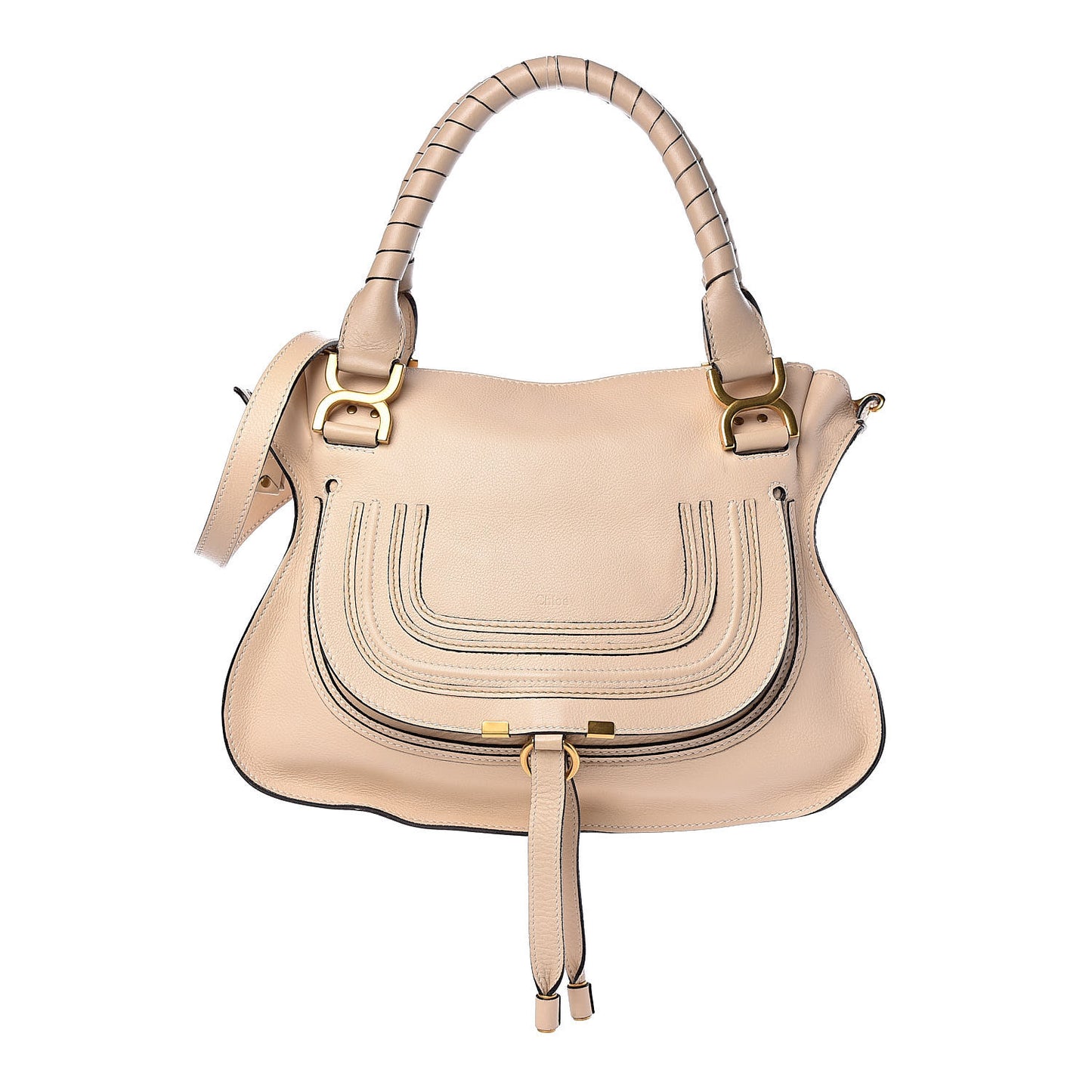Calfskin Medium Marcie Satchel Powder Beige
