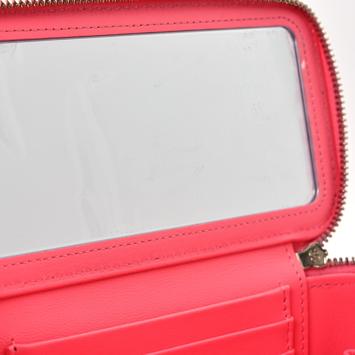 Lambskin Enamel Quilted Roller Skate Small Vanity Case With Chain Pink