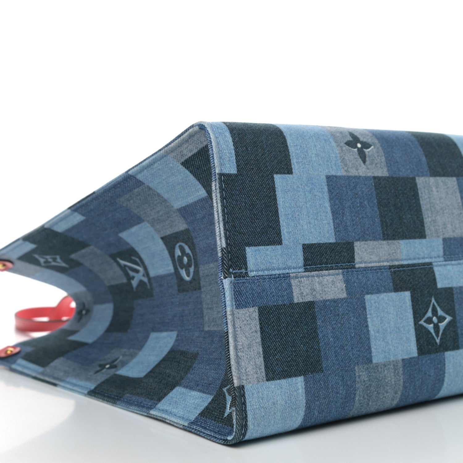 Louis Vuitton Denim Damier Monogram Onthego Blue Rouge 9 of 13