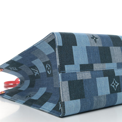 Louis Vuitton Denim Damier Monogram Onthego Blue Rouge 9 of 13