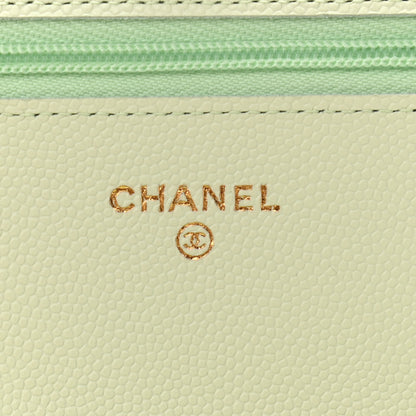 Chanel Caviar Quilted Wallet On Chain WOC Light Green 6 of 12