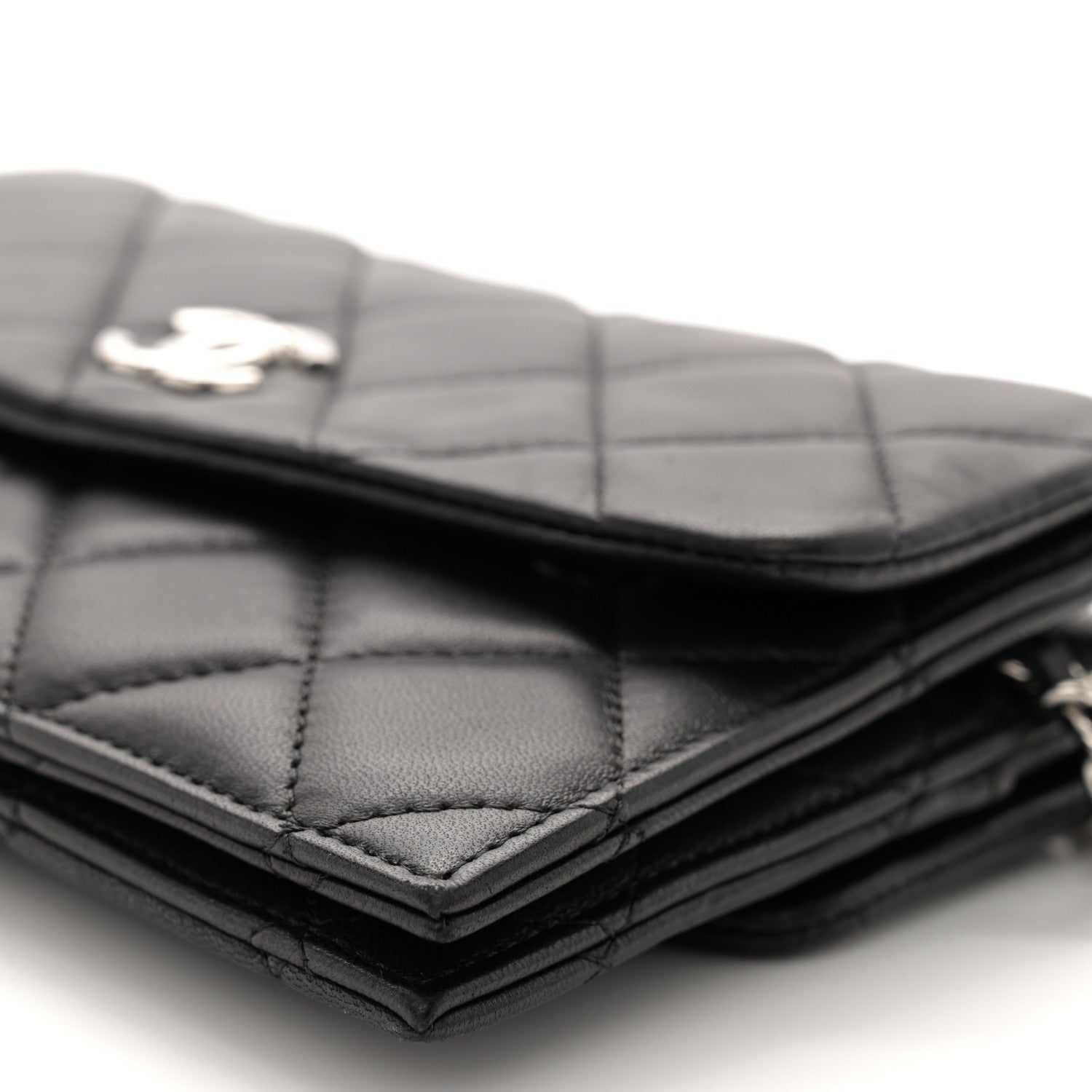 Chanel Lambskin Quilted Double Sided Wallet On Chain WOC Black 12 of 14