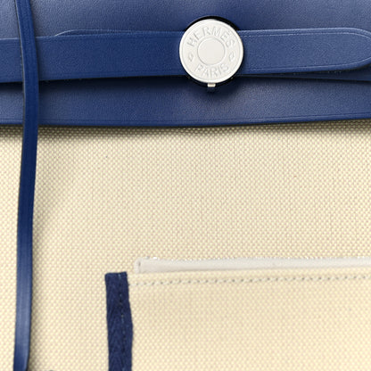 Hermes Toile H Vache Hunter Herbag Zip Retourne 31 PM Beton Bleu Saphir 9 of 11