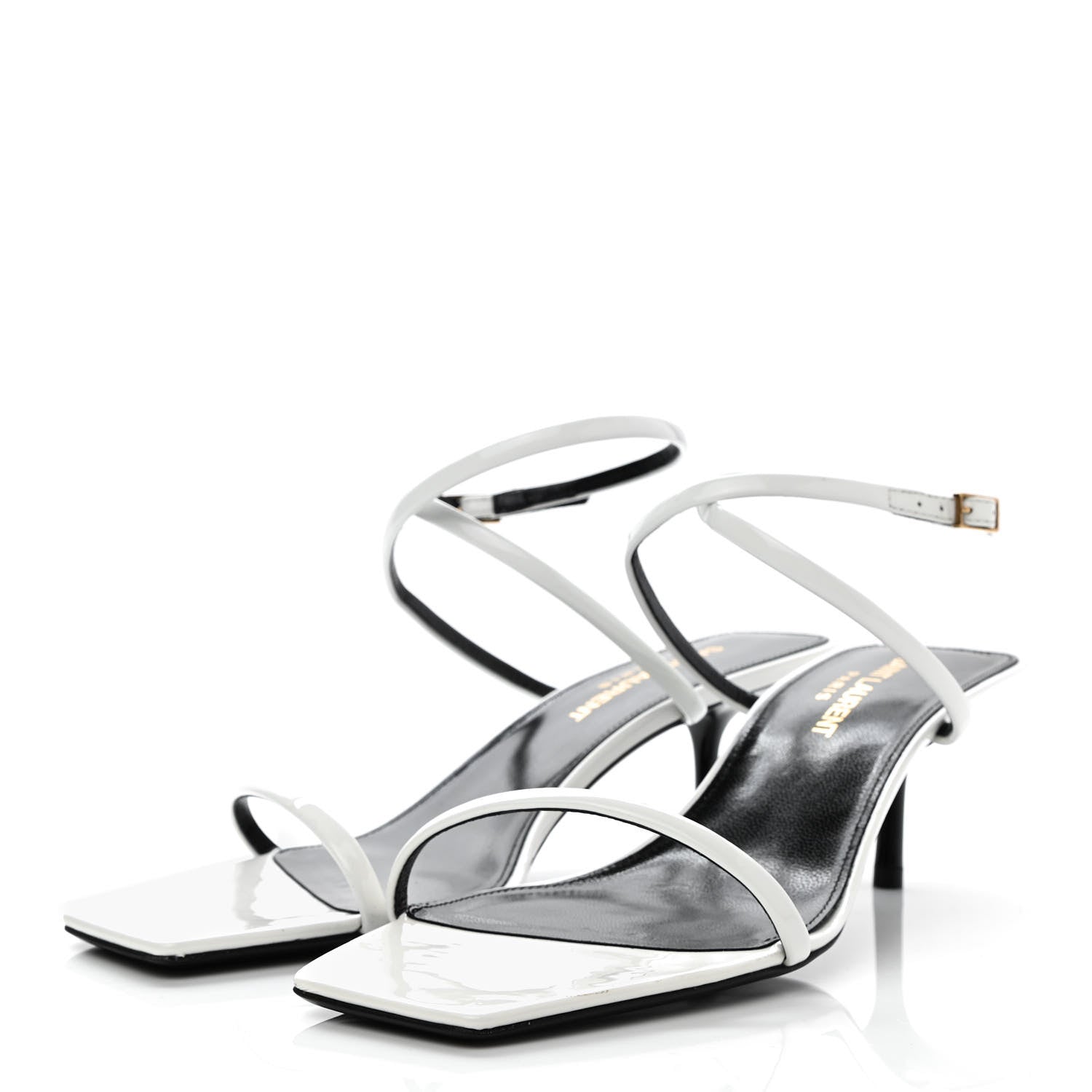 Saint Laurent Calfskin Patent Nuit 55 Sandals 37 Bright White 3 of 9