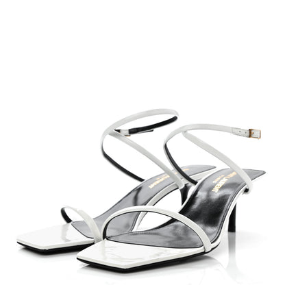 Saint Laurent Calfskin Patent Nuit 55 Sandals 37 Bright White 3 of 9