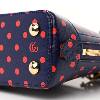 Gucci Shangai Calfskin Polka Dot Small Horsebit 1955 Top Handle Bag Blue Red 10 of 10