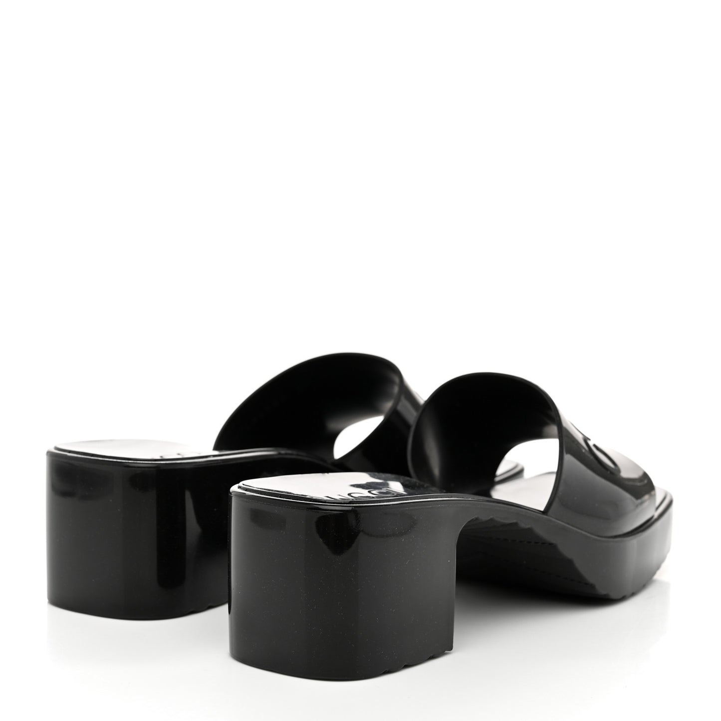Rubber Gucci Logo Womens Platform 20/60mm Slide Sandals 37 Black