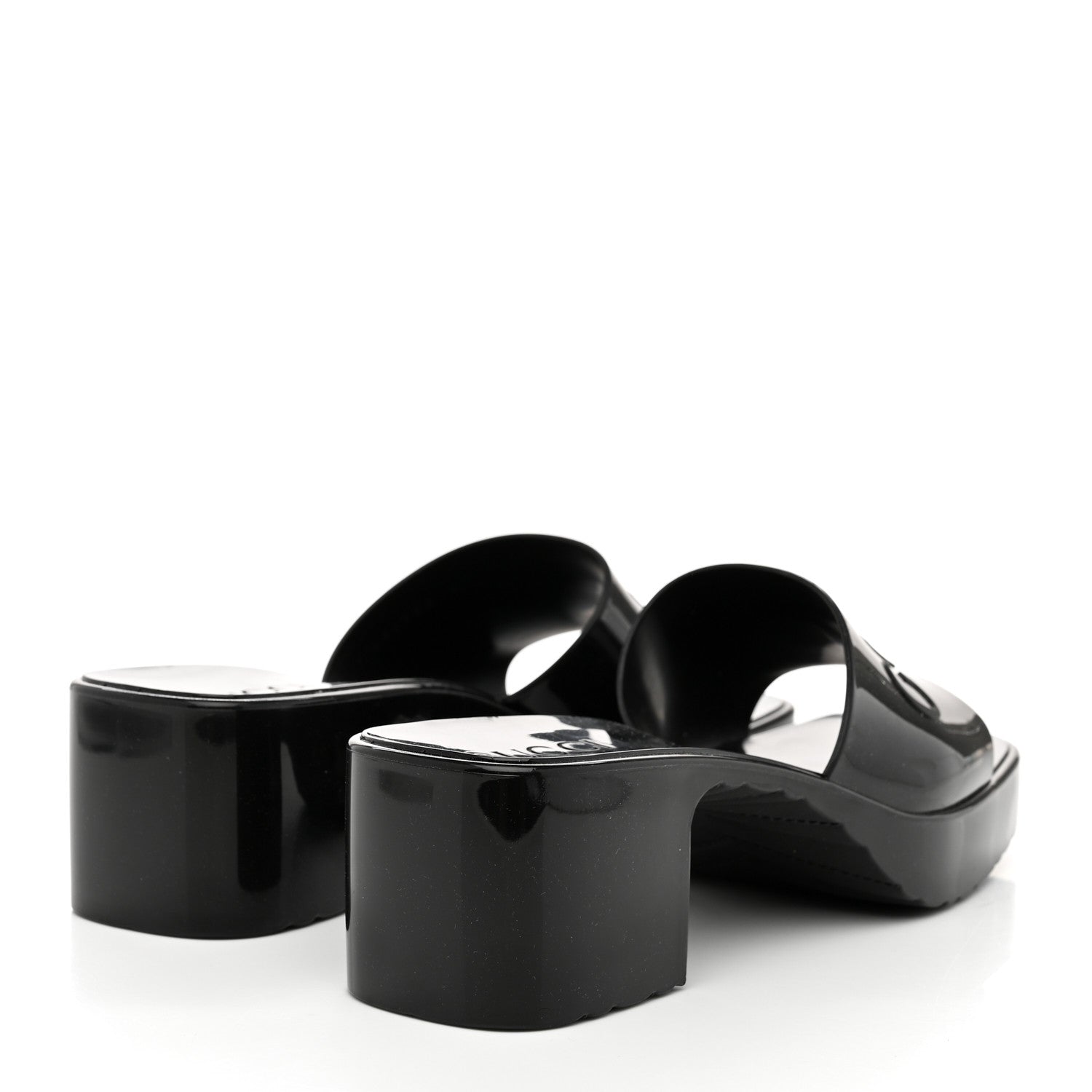 Gucci Rubber Gucci Logo Womens Platform 20/60mm Slide Sandals 37 Black 4 of 9