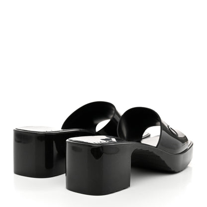 Gucci Rubber Gucci Logo Womens Platform 20/60mm Slide Sandals 37 Black 4 of 9