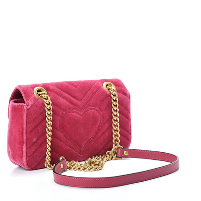 Gucci Velvet Matelasse Mini GG Marmont Shoulder Bag Light Raspberry Rose 2 of 12