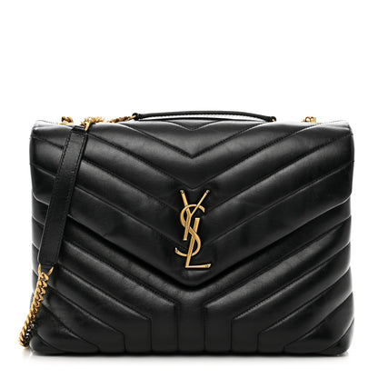 Saint Laurent Calfskin Y Quilted Monogram Medium Loulou Chain Satchel Black 1 of 10
