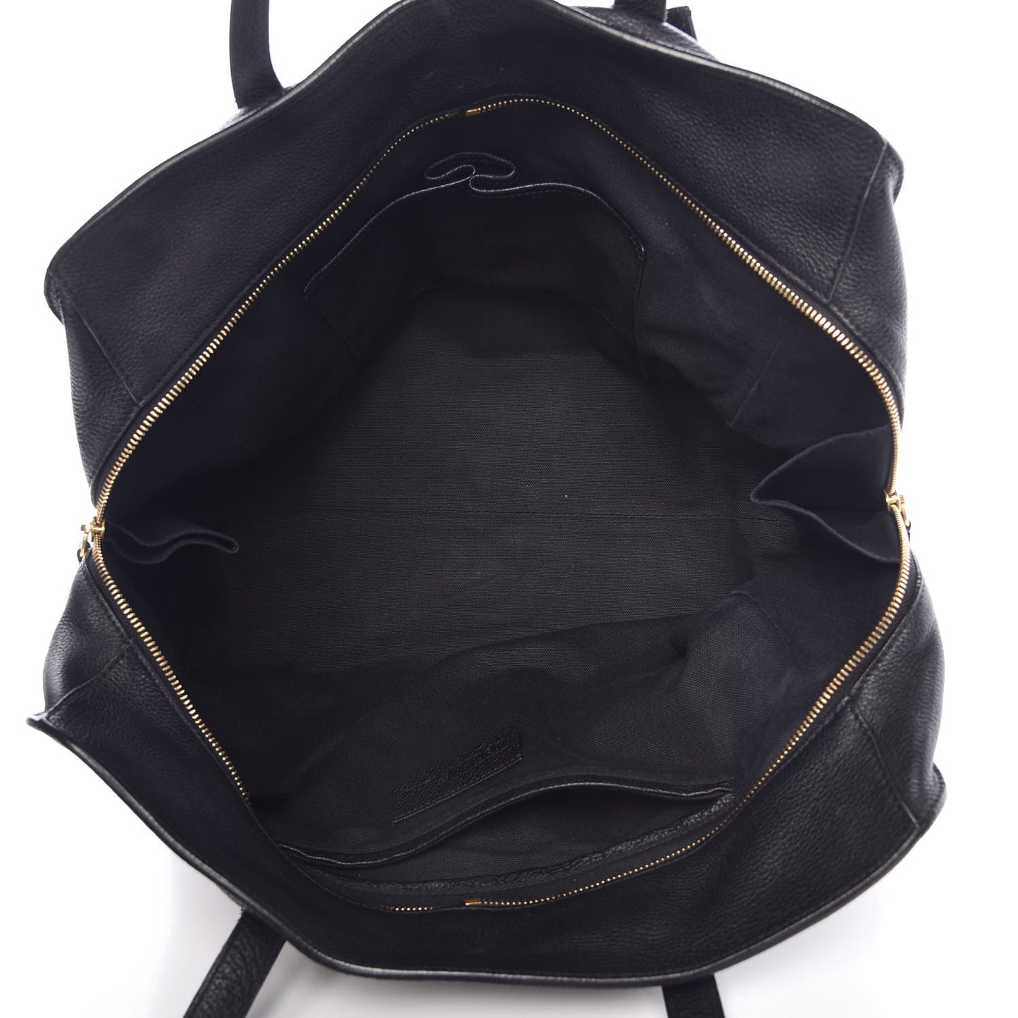 Pebbled Calfskin Large Skull Padlock Zip Around Tote Black