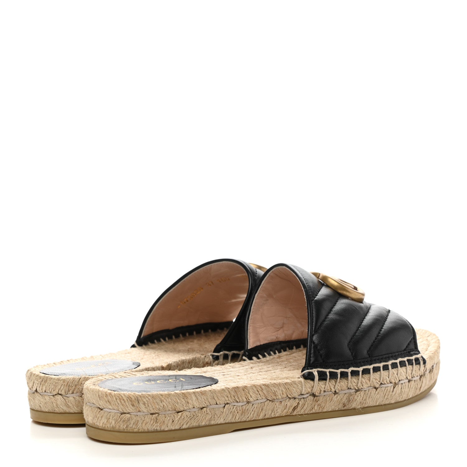 Gucci Nappa Matelasse GG Marmont Espadrille Slide Sandals 37 Black 4 of 10