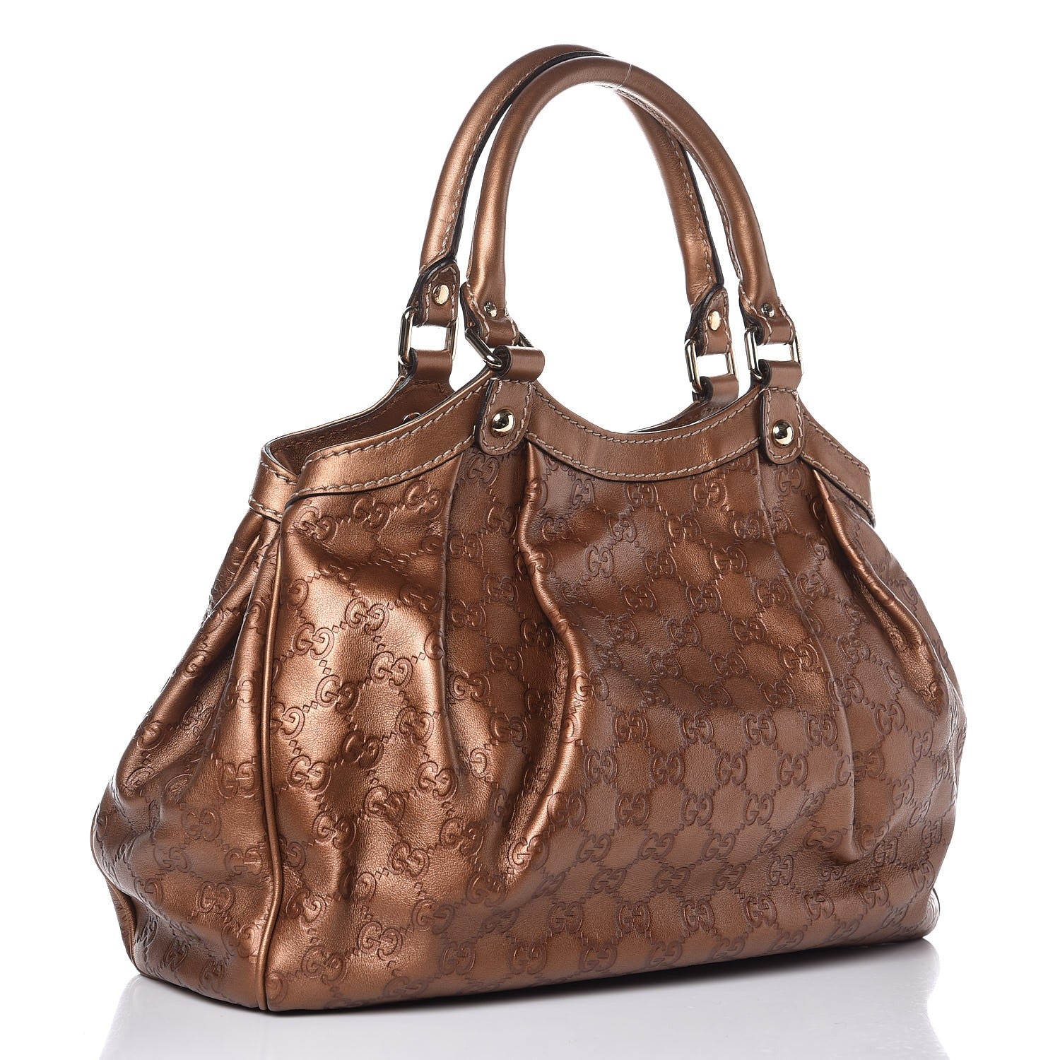 Gucci Metallic Guccissima Medium Sukey Tote Bronze 3 of 7