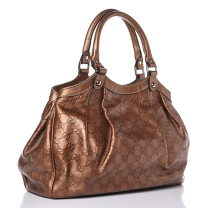 Gucci Metallic Guccissima Medium Sukey Tote Bronze 3 of 7