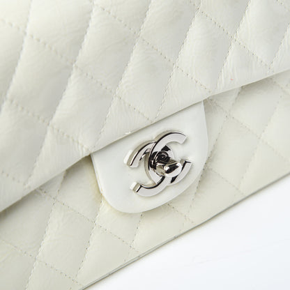 Chanel Distressed Patent Calfskin Quilted East West Flap White 12 of 16