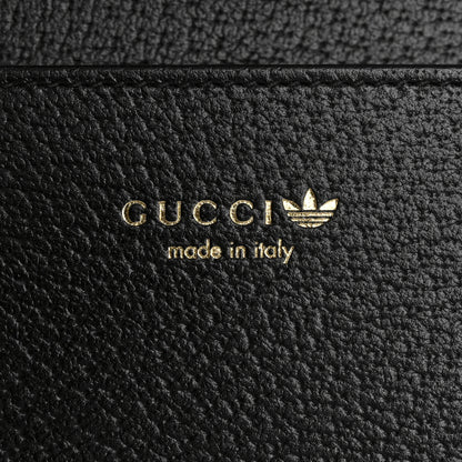 Gucci X ADIDAS Monogram Textured Dollar Calfskin Trefoil Embossed Wallet On Chain Blue 6 of 11