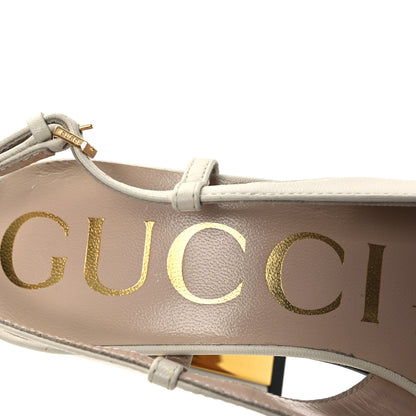 Gucci Malaga Kid Horsebit 75mm Slingback Pumps 36 Mystic White 9 of 11