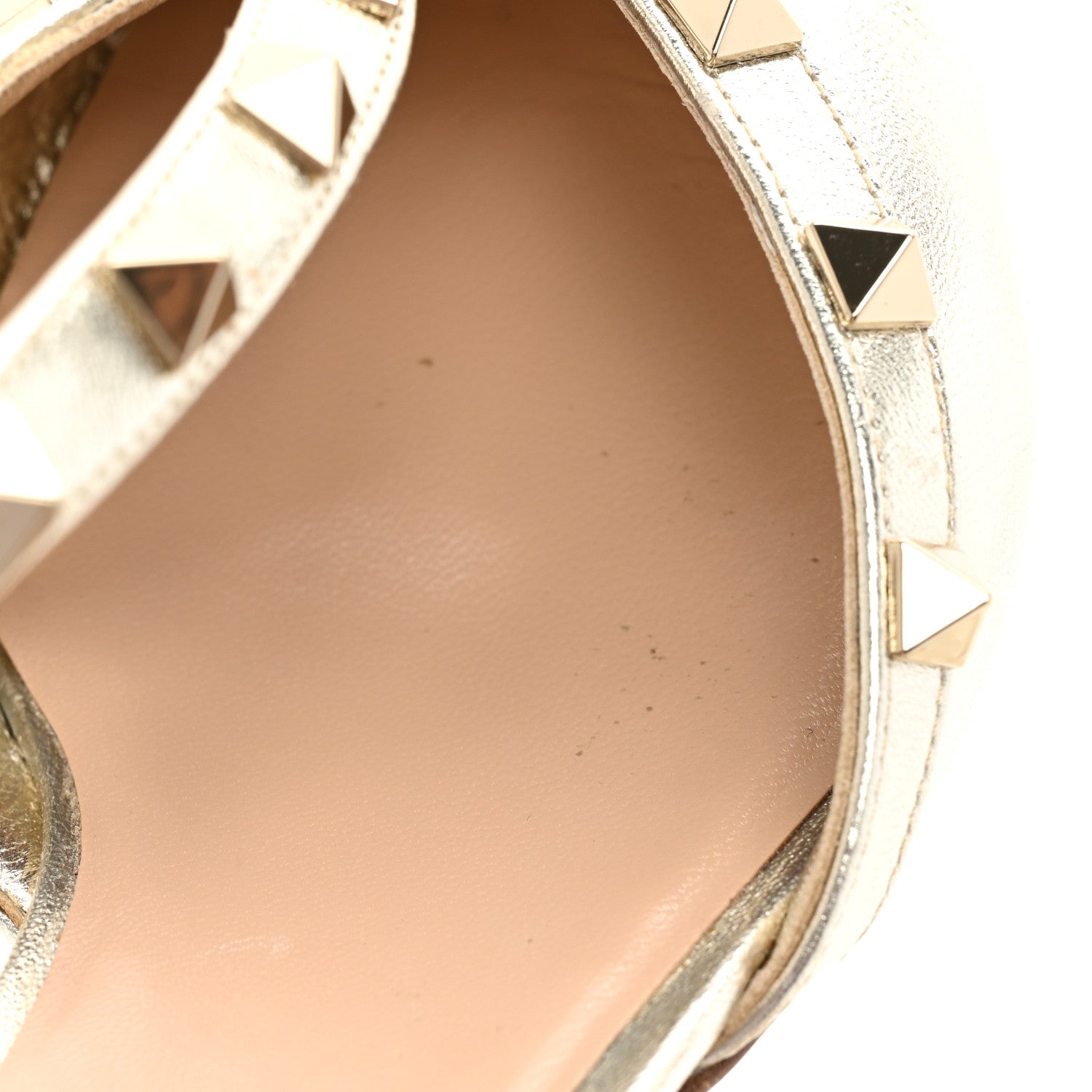 Valentino Garavani Metallic Nappa Rockstud Cross Strap D'Orsay 55mm Pumps 39.5 Platino 11 of 12