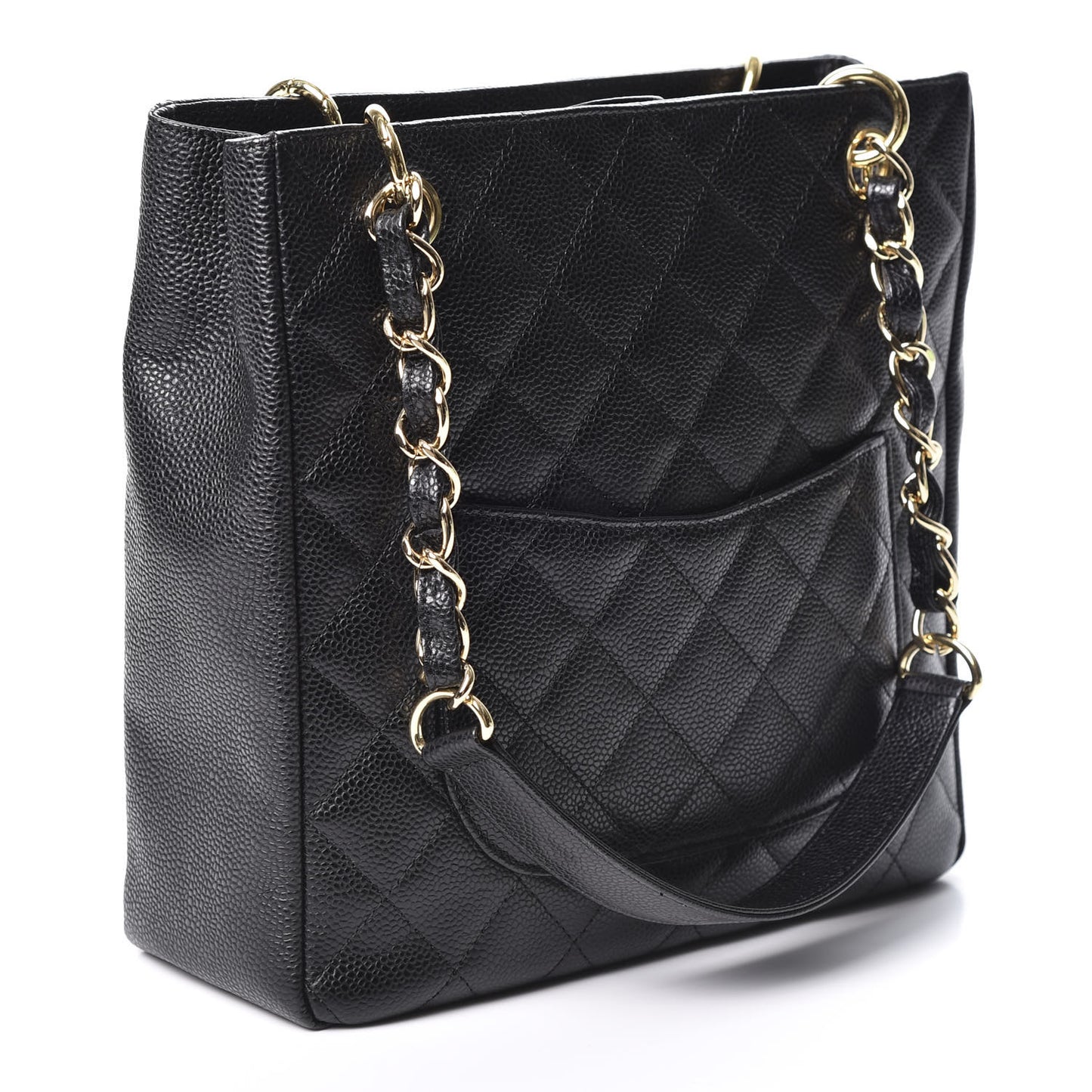 Caviar Quilted Petit Shopping Tote PST Black