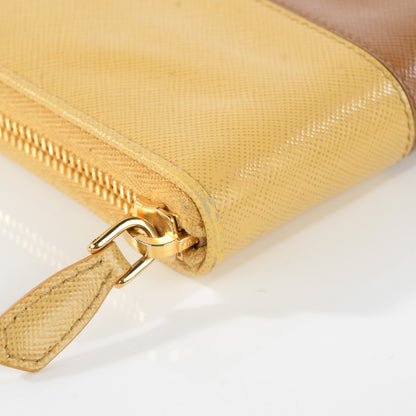 Prada Saffiano Metal Bi-Color Zip Around Wallet Caramel Ananas 12 of 14