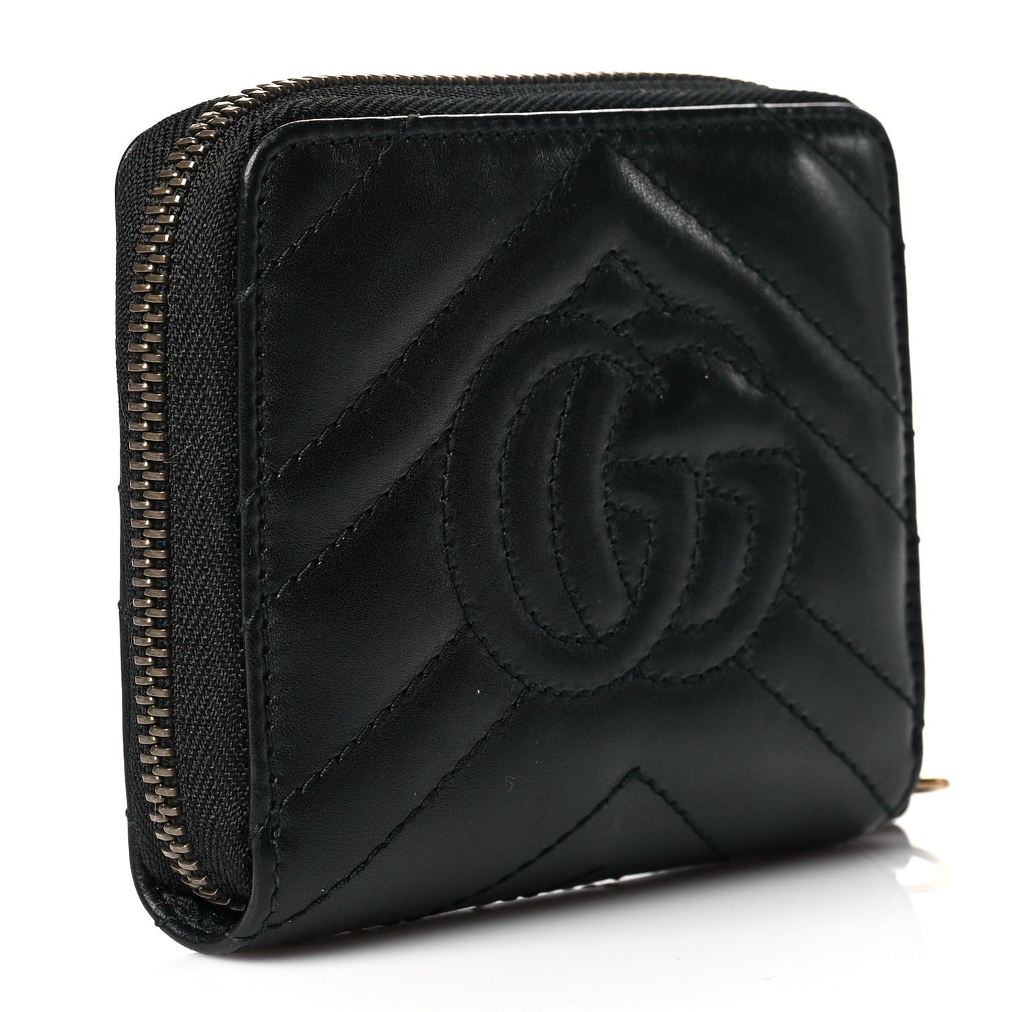 Calfskin Matelasse GG Marmont 2.0 Zip Wallet Black