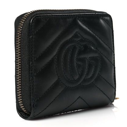 Gucci Calfskin Matelasse GG Marmont 2.0 Zip Wallet Black 3 of 10