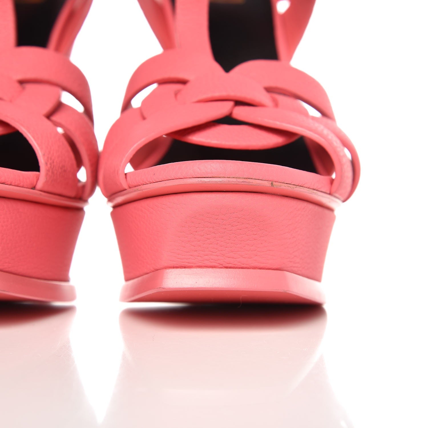 Saint Laurent Grained Calfskin Tribute 105 Platform Sandals 38.5 Rose Clair 10 of 11