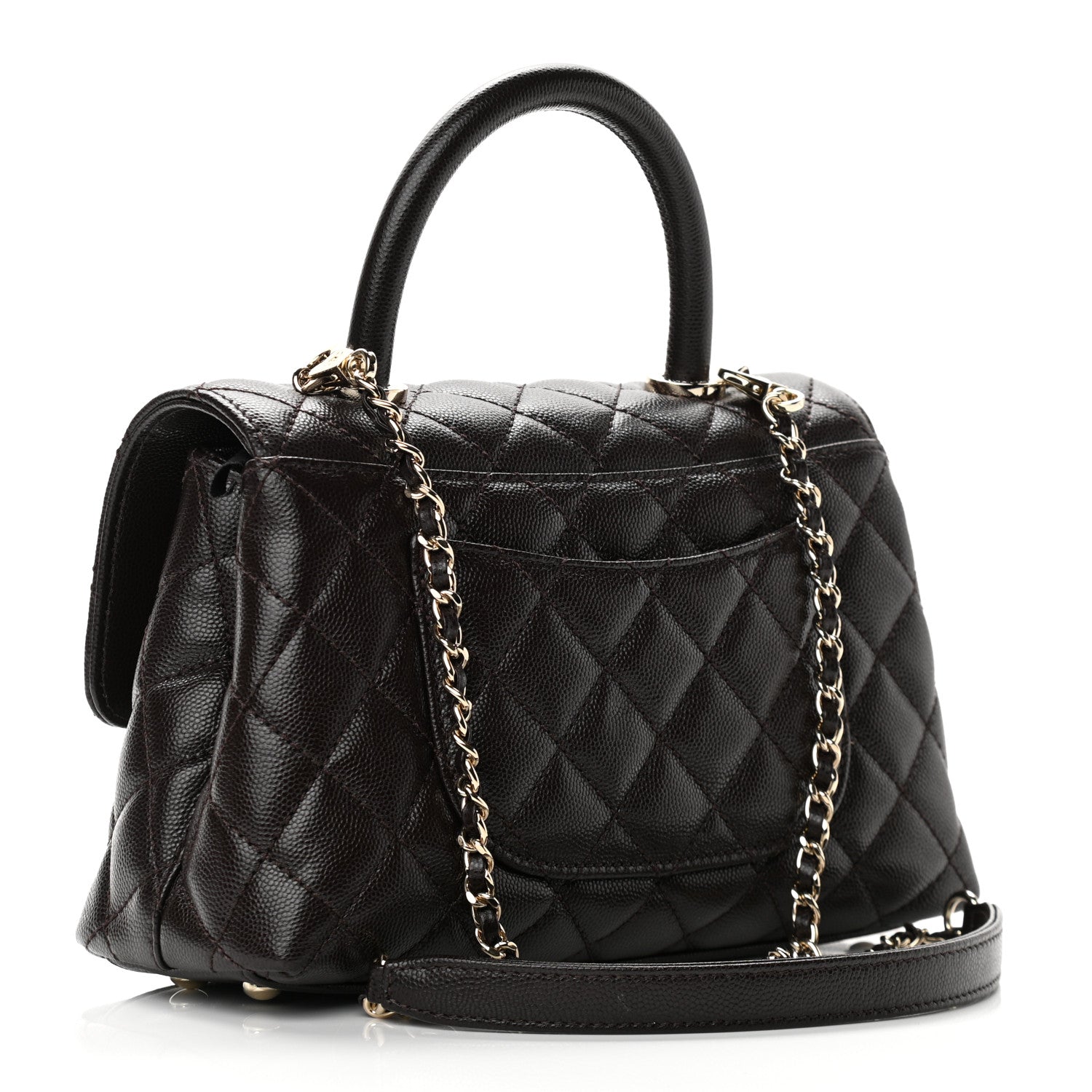 Chanel Caviar Quilted Mini Coco Handle Flap Dark Brown 3 of 10