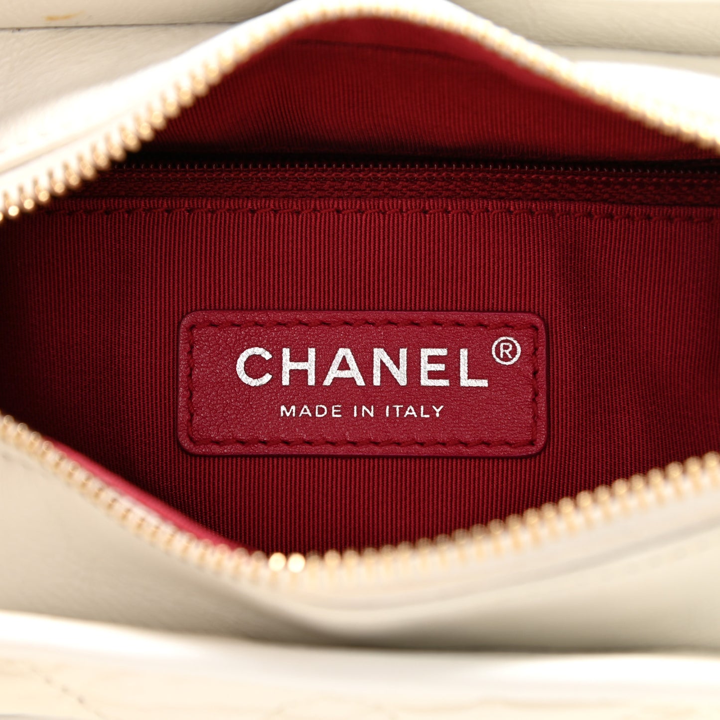 Aged Calfskin Quilted Small Gabrielle Hobo White