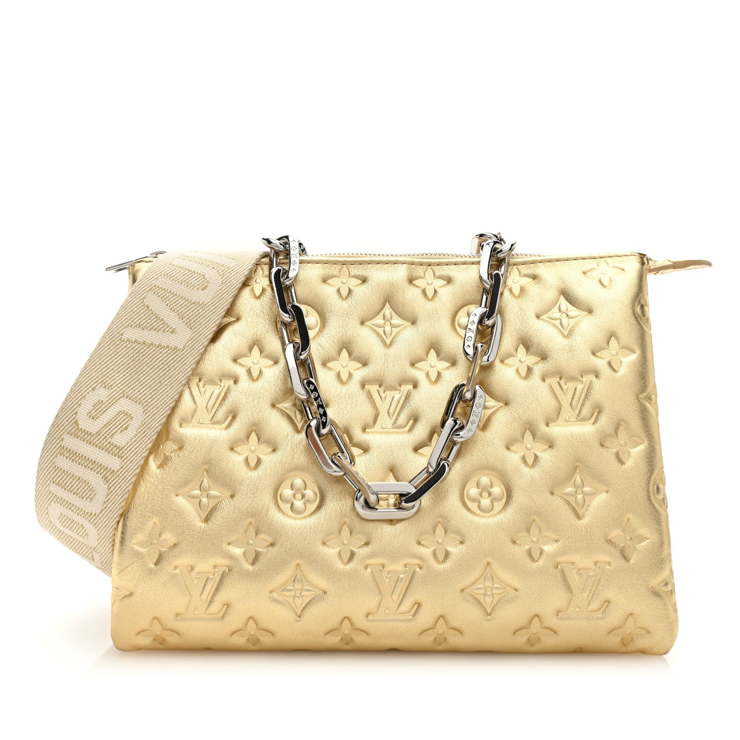 Louis Vuitton Lambskin Embossed Monogram Coussin PM Gold 1 of 10