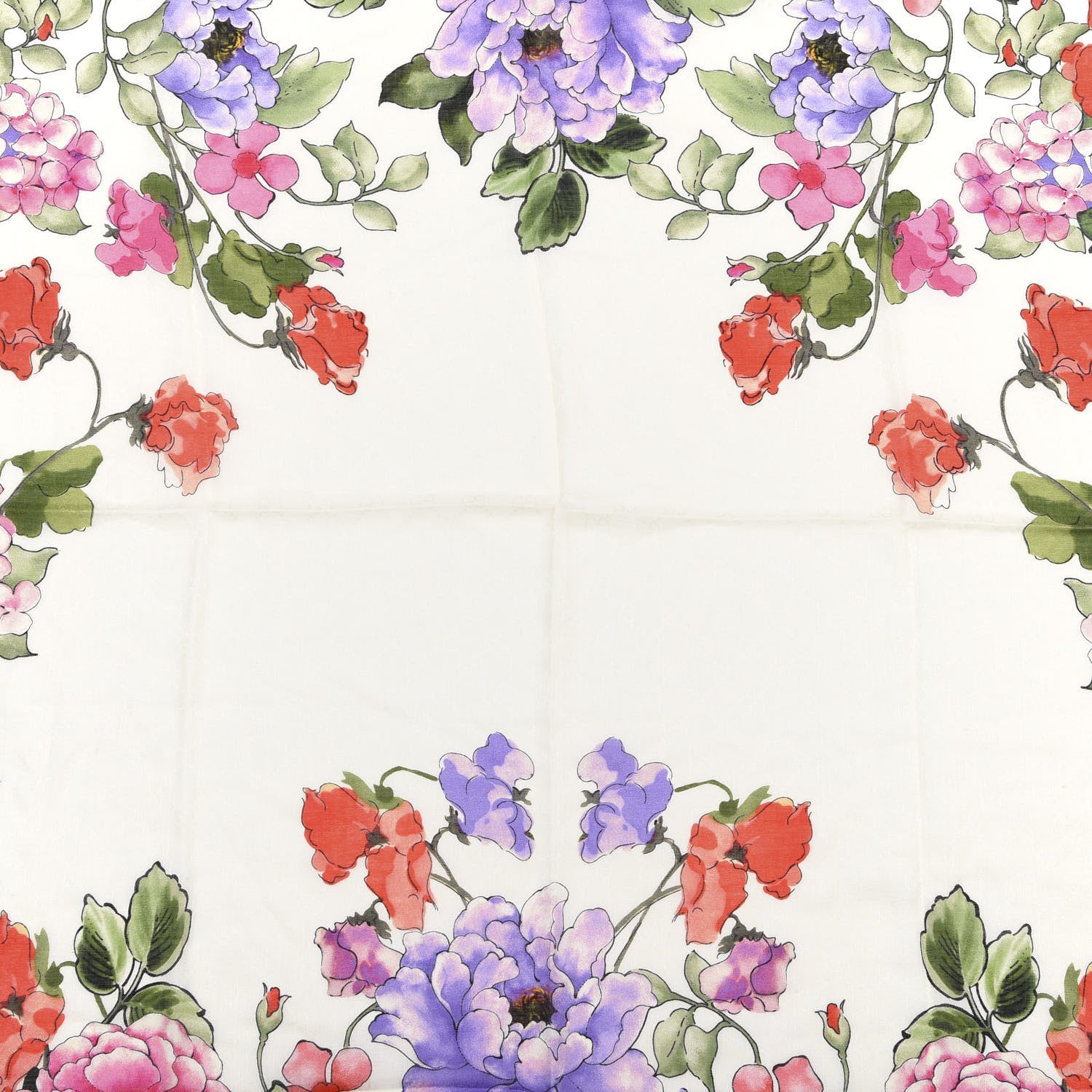 Gucci Silk Cashmere Hydrangea Square Scarf Black 3 of 5