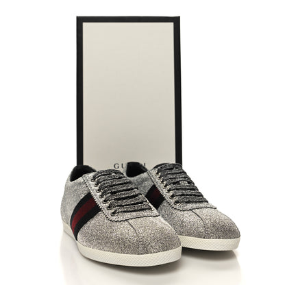 Gucci Glitter Fabric Studded Web Womens Sneakers 36.5 Silver 8 of 8