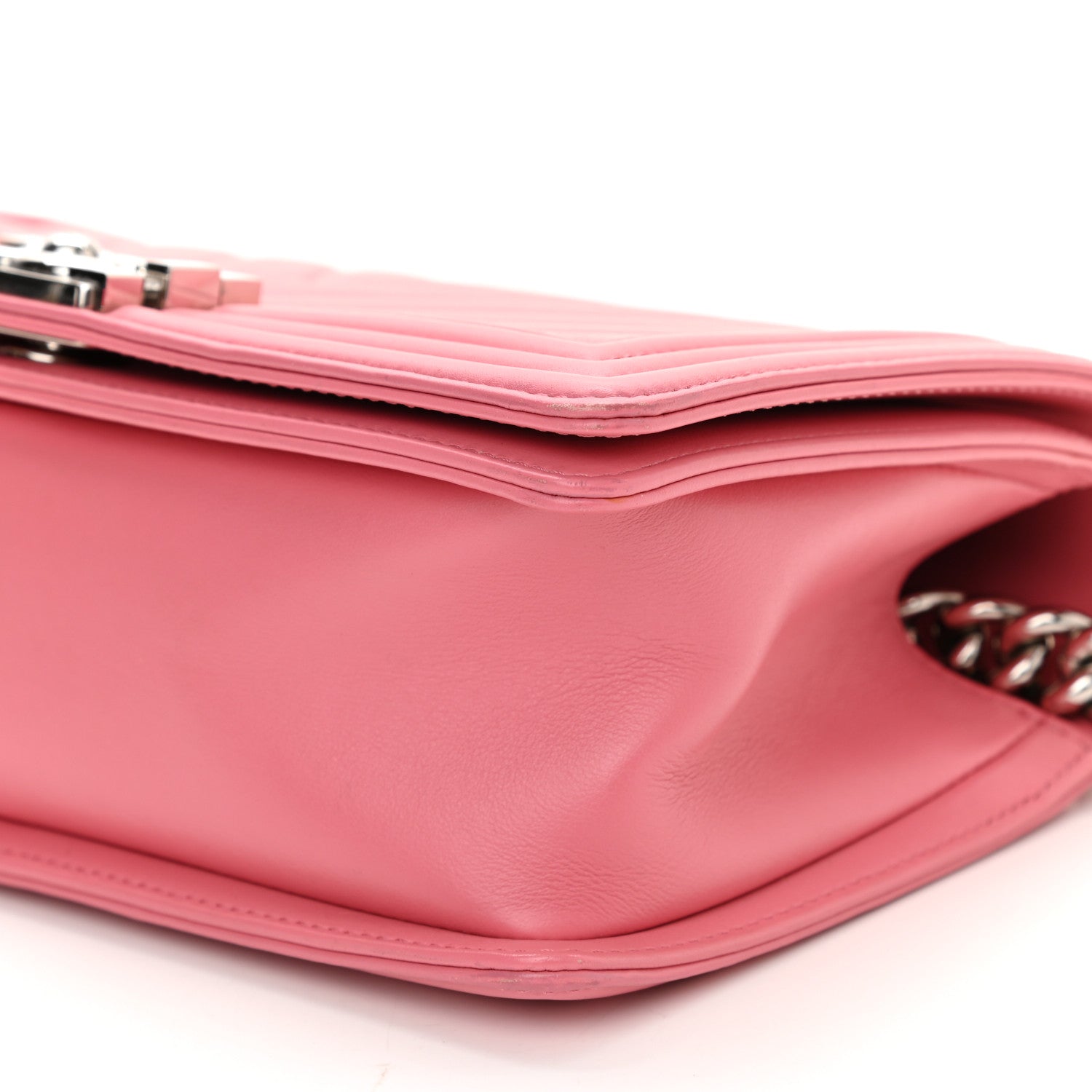 Chanel Calfskin Chevron Quilted Medium Boy Flap Pink 10 of 10