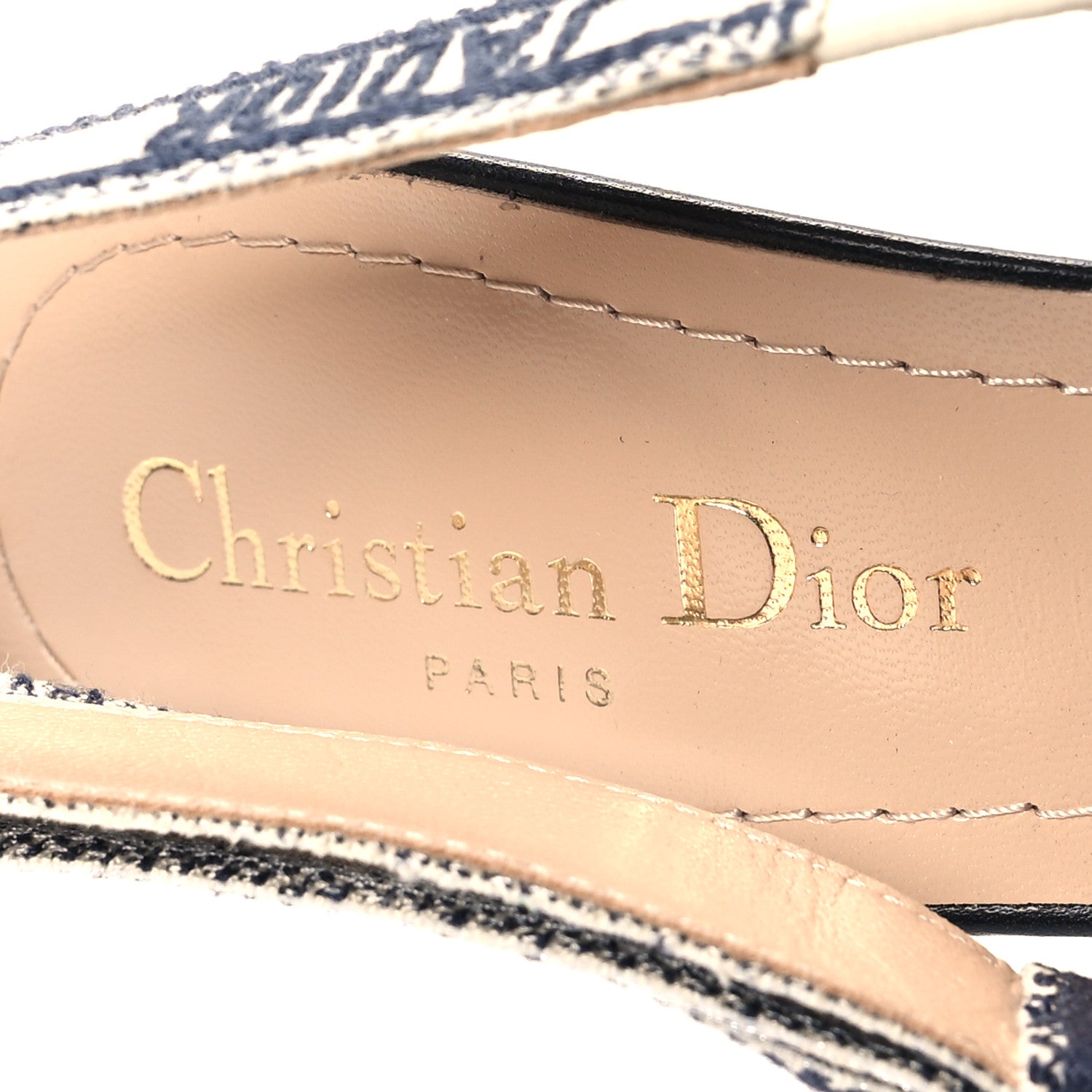 Christian Dior Toile de Jouy Ribbon Embroidered J'Adior Slingback 65mm Pumps 37 Blue Off White 8 of 9
