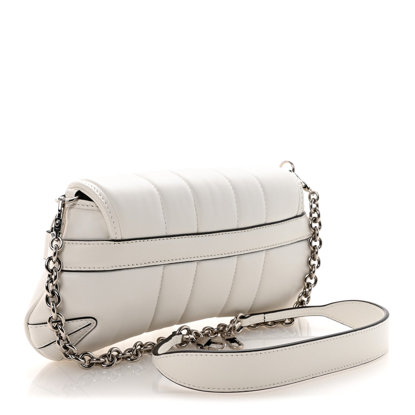 Nappa Vertical Matelasse Small Maxi Horsebit Chain Shoulder Bag Great White