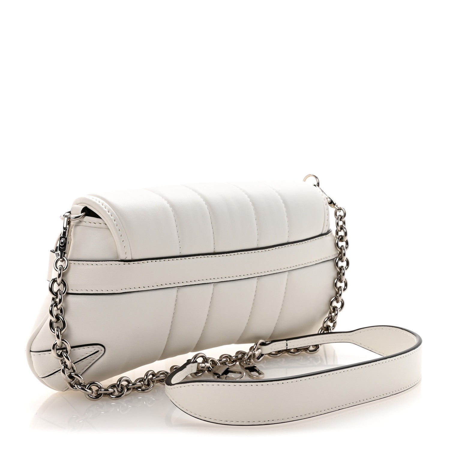 Gucci Nappa Vertical Matelasse Small Maxi Horsebit Chain Shoulder Bag Great White 3 of 9