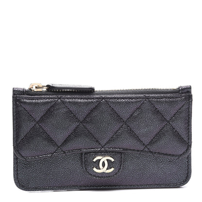 Chanel Iridescent Caviar Quilted Flap Zip Card Holder Black 1 of 9